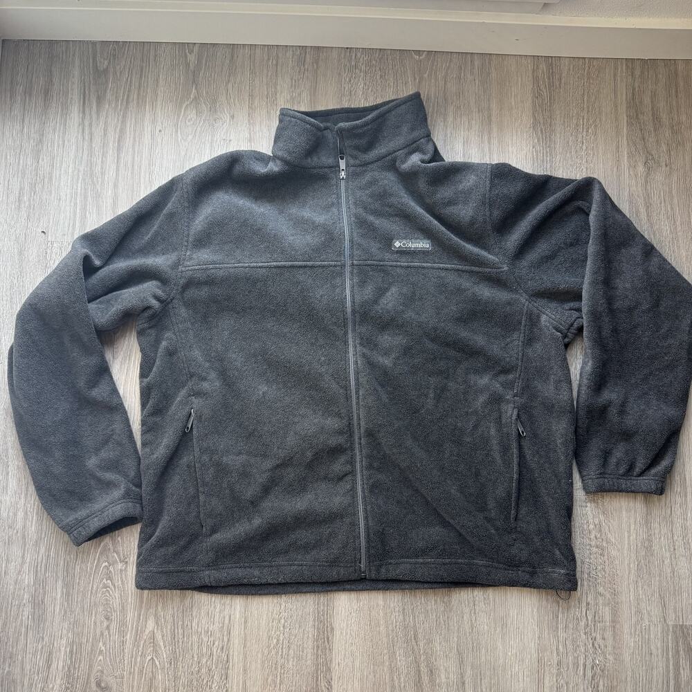 Columbia Men's Full Zip Fleece Jacket Charcoal Gray Soft Gorpcore XXL - Picture 2 of 8